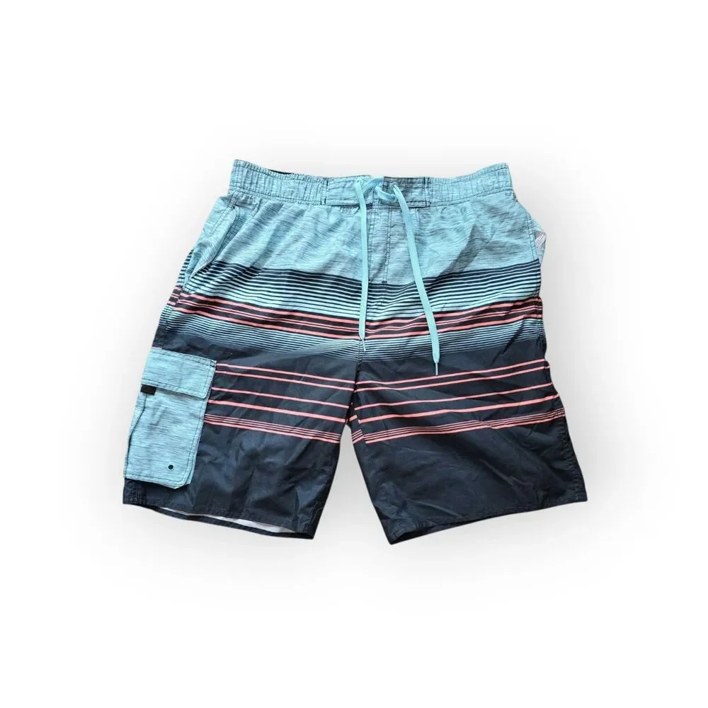Stillwater Supply Co Mens XXL Board Shorts Swim Trunks Striped Elastic Cargo